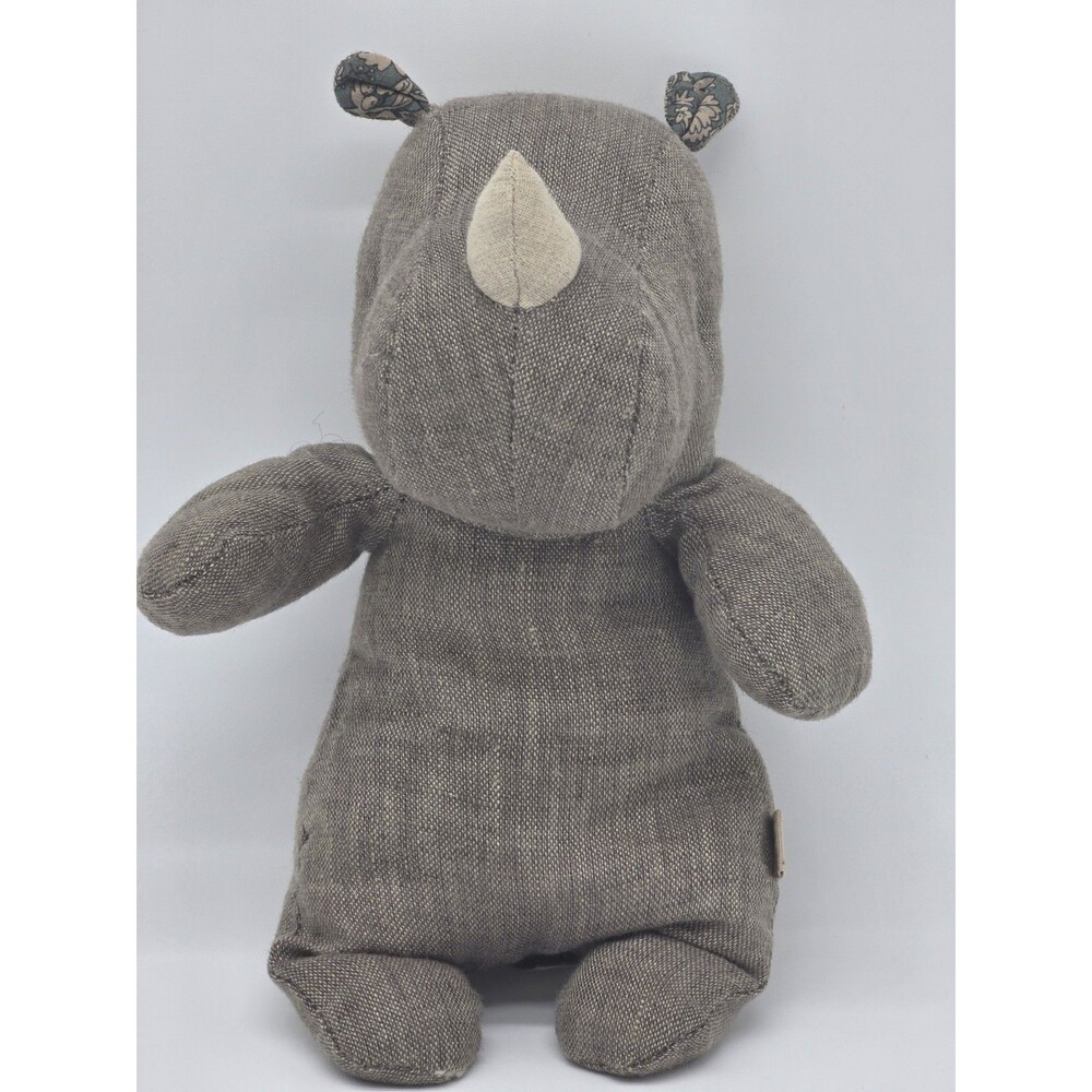 Maileg Plush Safari Friends Medium Rhino Grey Linen Stuffed 9” Soft